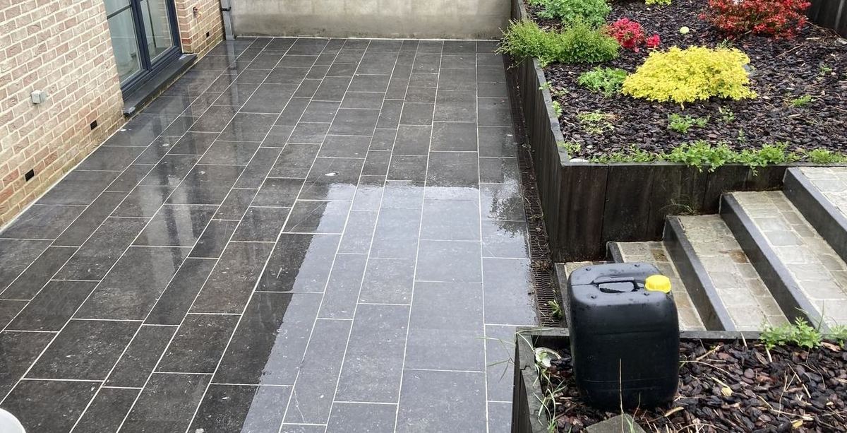 Black slabs after cleaning