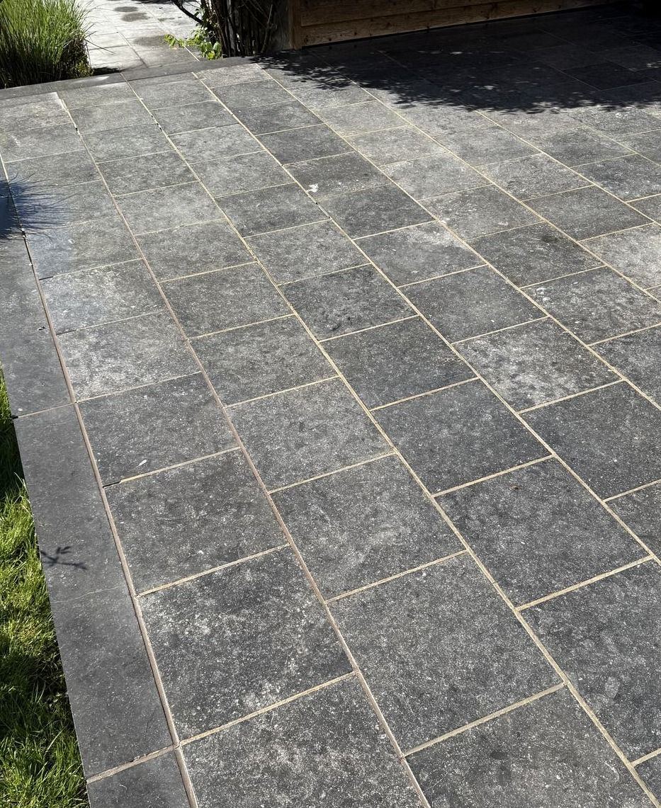 Bluestone patio after cleaning