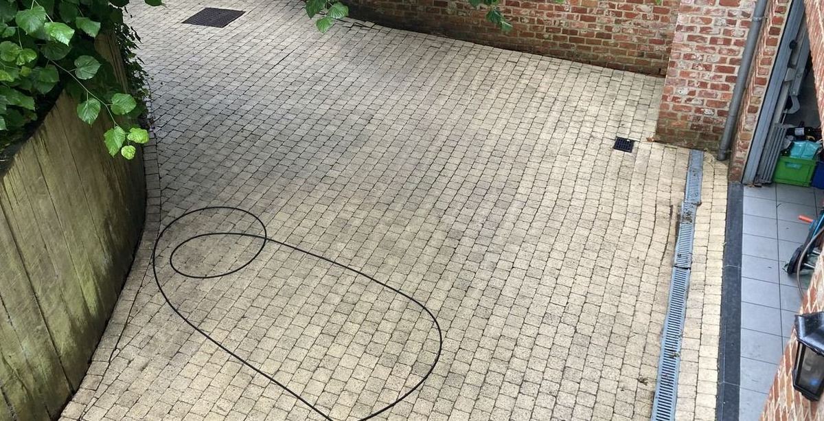 Paved courtyard after cleaning